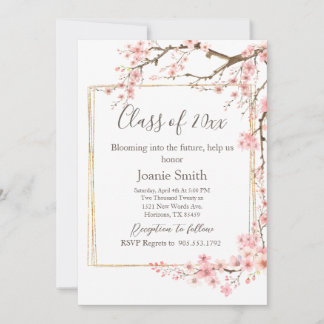 Invitation Fête de fin d'études Fleur de Cerisier Rose Clair