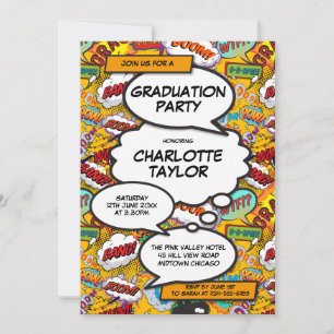 Invitation Fête de fin d'études Fun Comic Book Promotion 2022