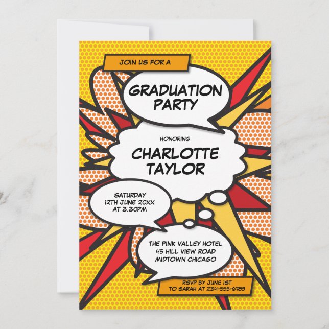Invitation Fête de fin d'études Fun Moderne Promotion 2022 (Devant)