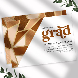 Invitation Fête de fin d'études Géométrique en Terre Cuite et