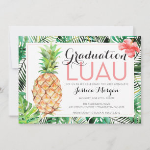 Invitation Fête de fin d'études Luau Ananas Tropical avec pho