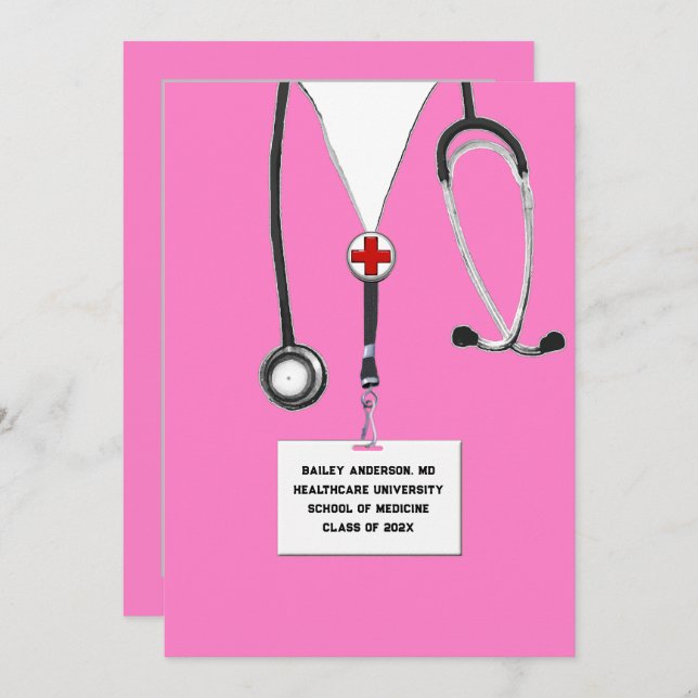 Invitation Fête de fin d'études Médicales (Devant / Derrière)