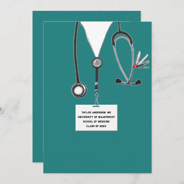 Invitation Fête de fin d'études Médicales (Devant / Derrière)