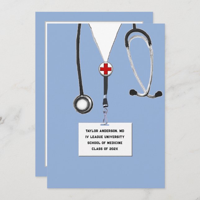 Invitation Fête de fin d'études Médicales (Devant / Derrière)