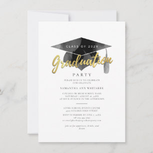 Invitation Fête de fin d'études minimaliste 2026