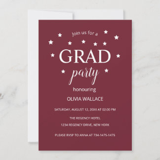 Invitation Fête de fin d'études minimaliste moderne Bourgogne