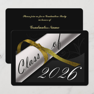 Invitation Fête de fin d'études noir et or