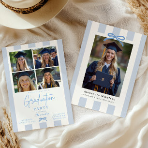 Invitation Fête de fin d'études Photo Bleu Prépa