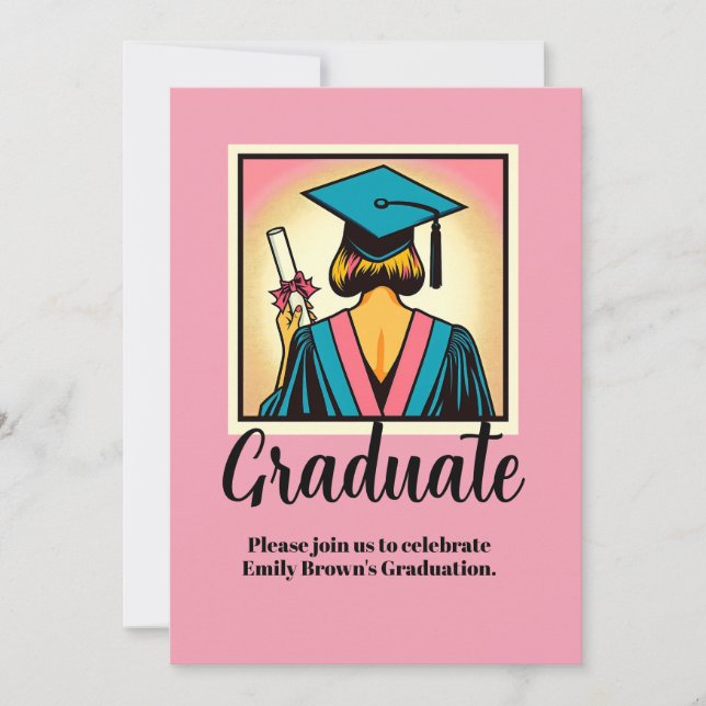 Invitation Fête de fin d'études sur mesure Pop Art (Devant)