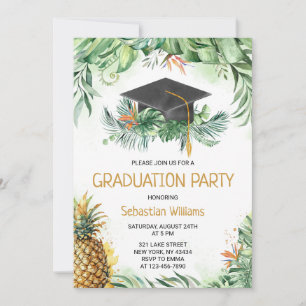 Invitation Fête de fin d'études tropicale à l'ananas