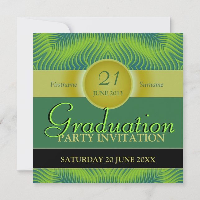 Invitation Fête de fin d'études Vagues Vertes de Prospérité (Devant)