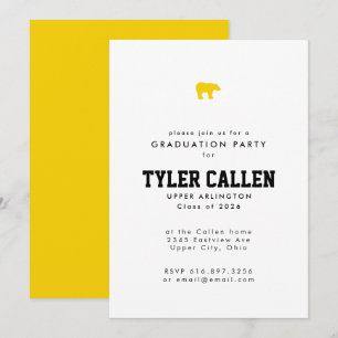 Invitation Fête de fin d'études Varsity Golden Bear Texte seu