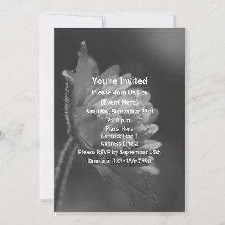 Invitation Fête de fleurs ensoleillées en noir et blanc