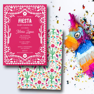 Invitation Fête de Fleurs Traditionnelle Mexicaine Rose Baby 