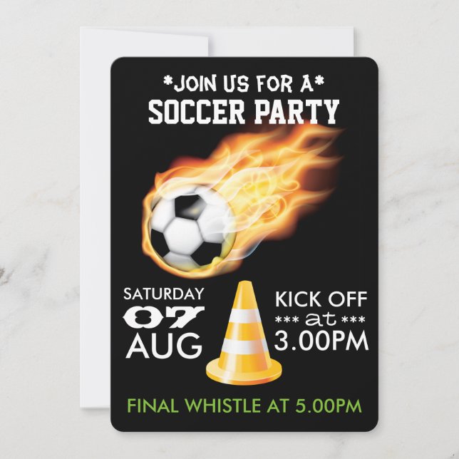 Invitation Fête de foot ou soccer (Devant)