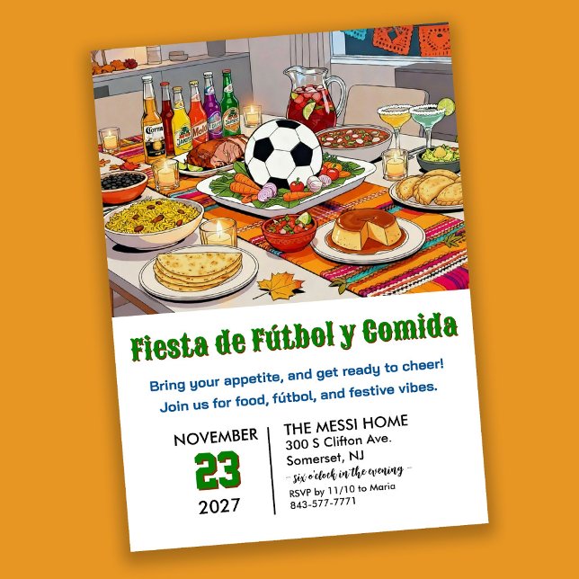 Invitation Fête de Football et de Nourriture (Créateur téléchargé)