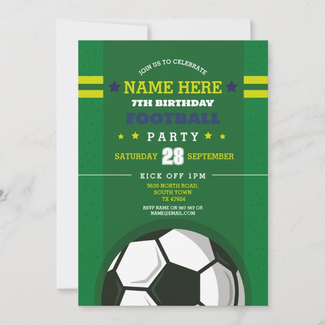 Invitation Fête de football Inviter Anniversaire Boys Invitat (Devant)