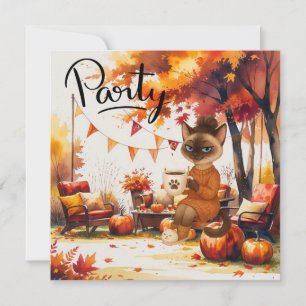 Invitation Fête de Friendsgiving automne flanelle et pétillan