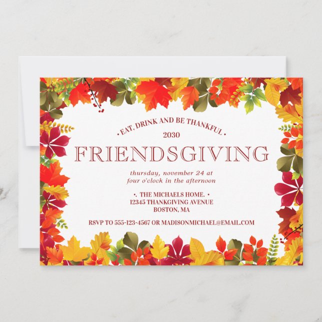 Invitation Fête de Friendsgiving d'automne Repas de fête (Devant)