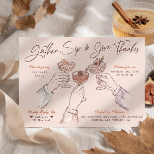 Invitation Fête de Friendsgiving festive et dessinée à la mai