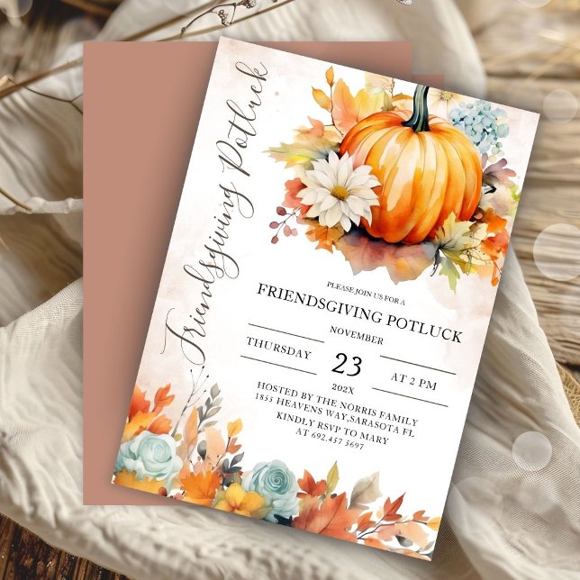 Invitation Fête de Friendsgiving moderne avec potluck (Créateur téléchargé)