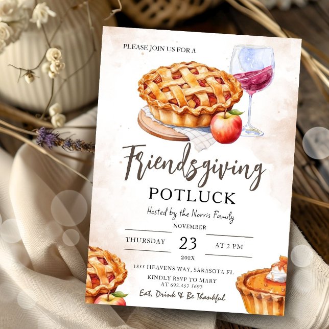 Invitation Fête de Friendsgiving Potluck (Créateur téléchargé)