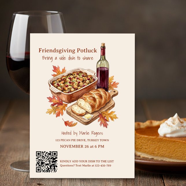 Invitation Fête de Friendsgiving rustique en potluck (Friendsgiving Potluck Thanksgiving Invitation by Darling & May)