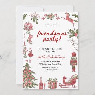 Invitation Fête de Friendsmas avec des gribouillis fantaisist