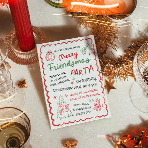 Invitation Fête de Friendsmas Noël Fantaisiste Dessinée à la