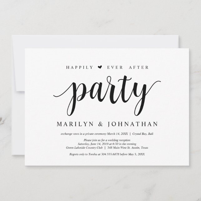 Invitation Fête de fugue pour toujours heureux (Devant)