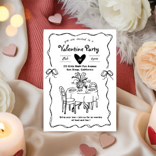 Invitation Fête de Galentine, doodle de fête de la Saint-Vale