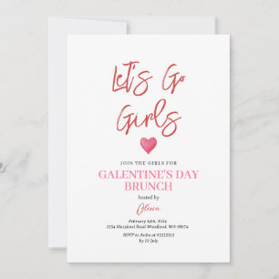 Invitation Fête de Galentine rose, brunch, dîner, Saint-Valen