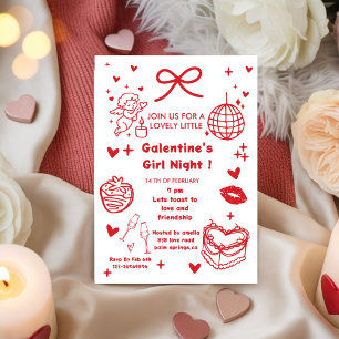 Invitation Fête de Galentine, Saint-Valentin de Nuit Dessinée
