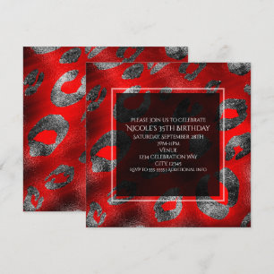 Invitation Fête de glamour à impression léopard rouge et arge