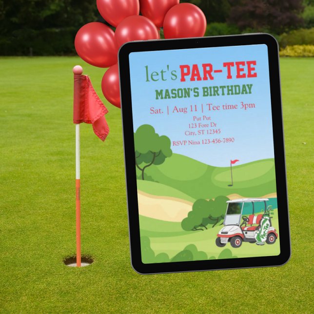 Invitation fête de golf d'anniversaire PAR-TEE (Créateur téléchargé)