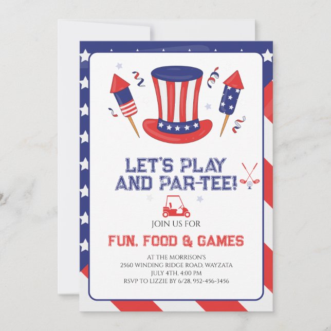 Invitation Fête de golf du 4 juillet (Devant)