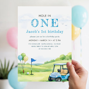 Invitation Fête de golf Hole In One pour un premier anniversa