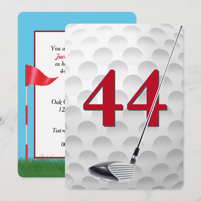 Invitation Fête de golf pour 44e anniversaire (Devant / Derrière)