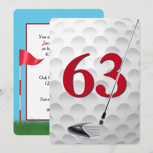 Invitation Fête de golf pour 63e anniversaire (Devant / Derrière)