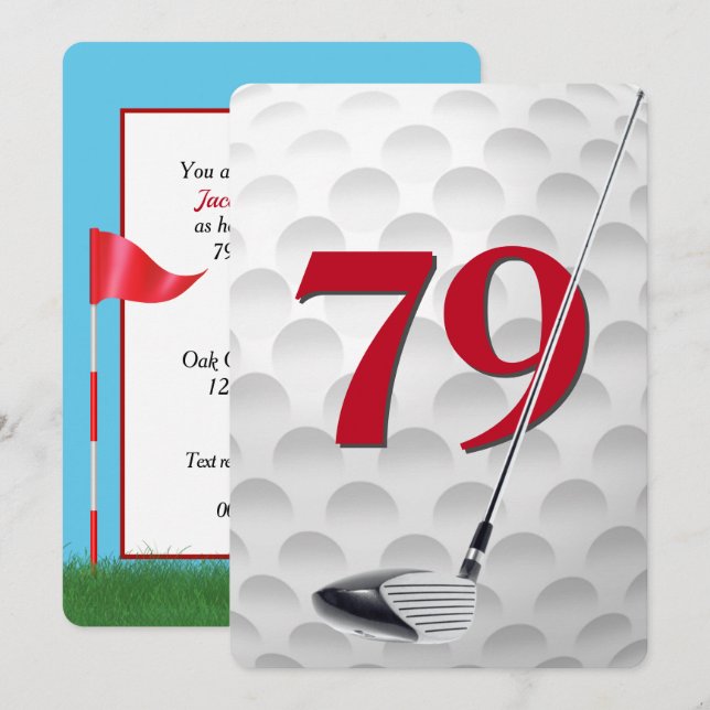 Invitation Fête de golf pour 79e anniversaire (Devant / Derrière)