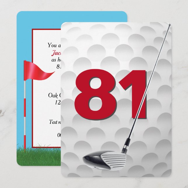Invitation Fête de golf pour 81e anniversaire (Devant / Derrière)