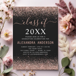 Invitation Fête de graduation 2024 Rose Rose Rose Gold Partie