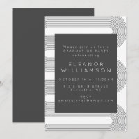 Fête de graduation Abstraite en noir blanc moderne