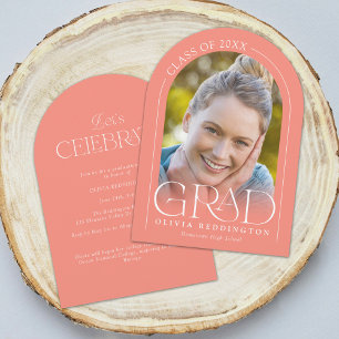 Invitation Fête de graduation de l'arc de corail moderne