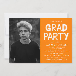 Invitation Fête de graduation de peinture Orange Spray modern