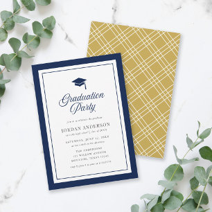 Invitation Fête de graduation de script de carton couleur mod