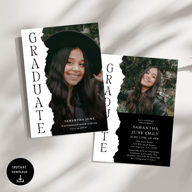 Invitation Fête de graduation du magazine photo moderne (Créateur téléchargé)