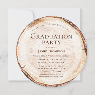 Invitation Fête de Graduation en Bois Rustique Personnalisé u