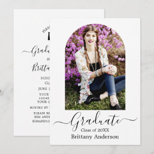 Invitation Fête de graduation en calligraphie d'arc moderne