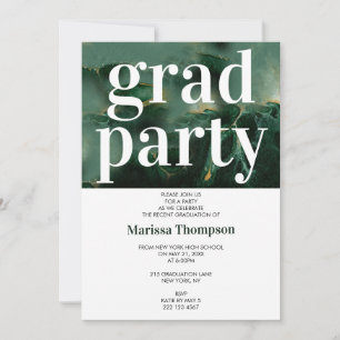 Invitation Fête de graduation en marbre vert moderne